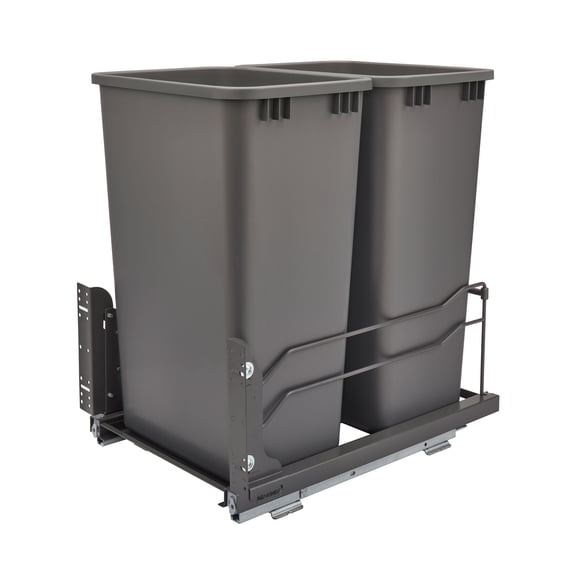 Rev-A-Shelf Double 50 Qt Pullout Soft-Close Steel Kitchen Garbage Cans
