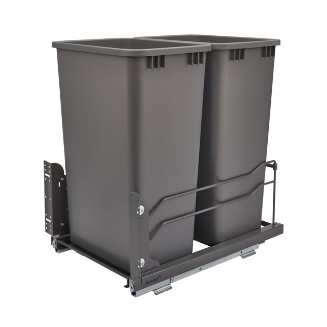 Rev-A-Shelf Double 50 Qt Pull Out Soft-Close Steel Kitchen Garbage Can