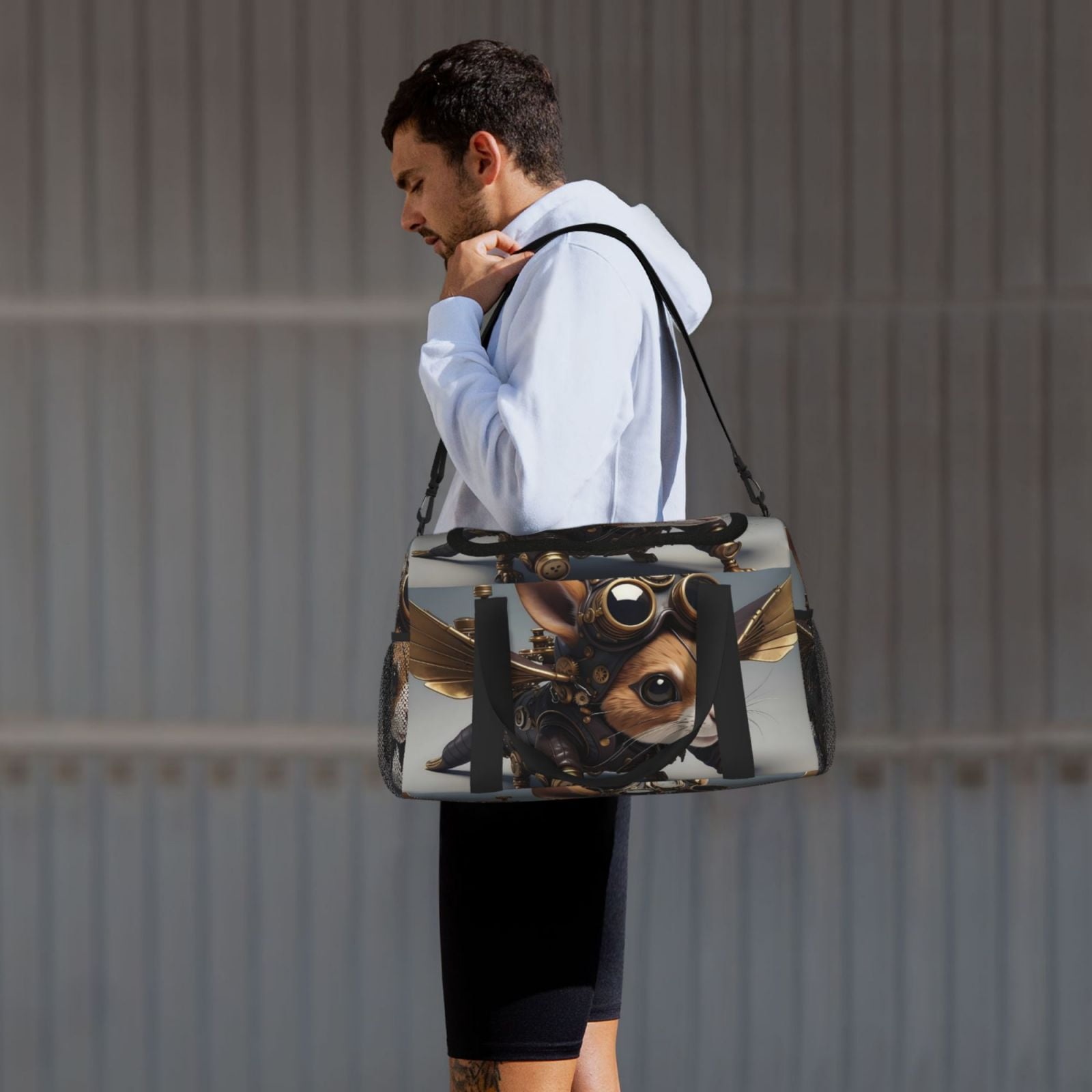 Fuzoiu Steampunk Squirrel Pilot Print Travel Duffle Bag,Carry On Tote Bags,Duffel Bag,Sport Gym Bag, Hospital Bag for Labor and Delivery, Overnight Bag,Luggage Bag