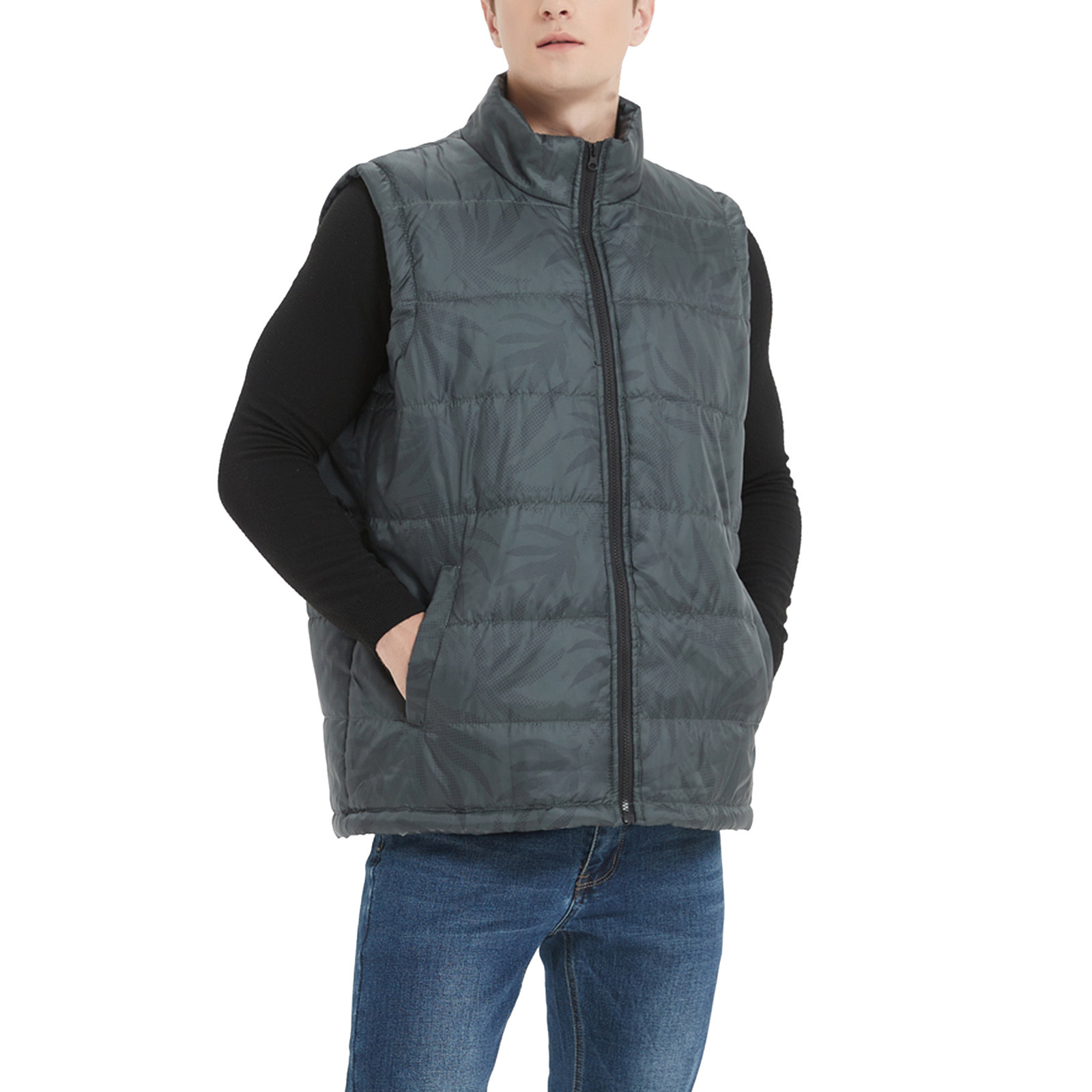 fvwitlyh Black Vest Men's Diamond Quilted Nylon Vest