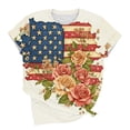 thumbnail image 5 of Xdegoge 4th Of July Patriotic Graphic T Shirt for Women USA American Flag Short Sleeve Round Neck Stars And Stripes Vintage Rustic Daisy Floral Print Casual Summer Tops, 5 of 5