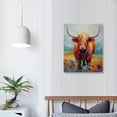 thumbnail image 4 of ARISTURING  Highland Cow Poster Wearing Sunglasses and Flowers Canvas Wall Art Animal Picture for Nursery Farmhouse Kitchen Room (oil painting), 4 of 5