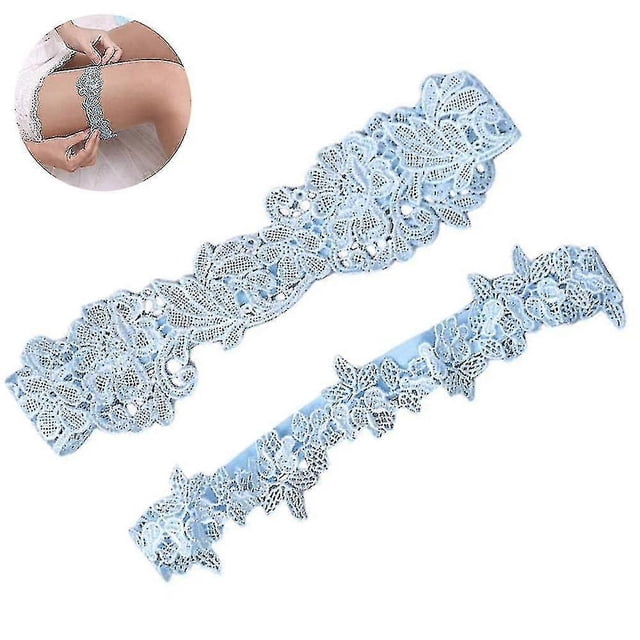 2 Pcs Wedding Garter Set Lace Garter Belt Flower Garters