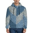 thumbnail image 2 of Zufioo Cozy Knitted Blue Chevron Design Fleece Comfortable Hoodie for Mens,Sweatshirt for Men,Pullover Hooded Sweatshirt for Men -4X-Large, 2 of 5