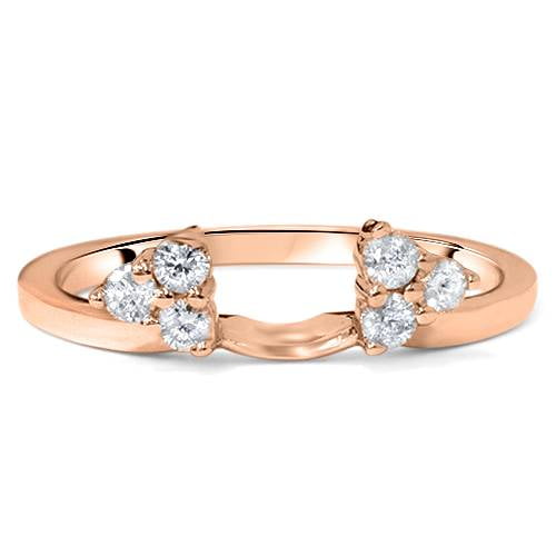 Women's 1/4ct Diamond Guard Engament Ring Enhancer Solid 14K Rose Gold 
