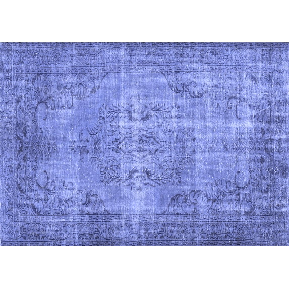 Ahgly Company Machine Washable Indoor Rectangle Abstract Blue Contemporary Area Rugs, 7' x 10'