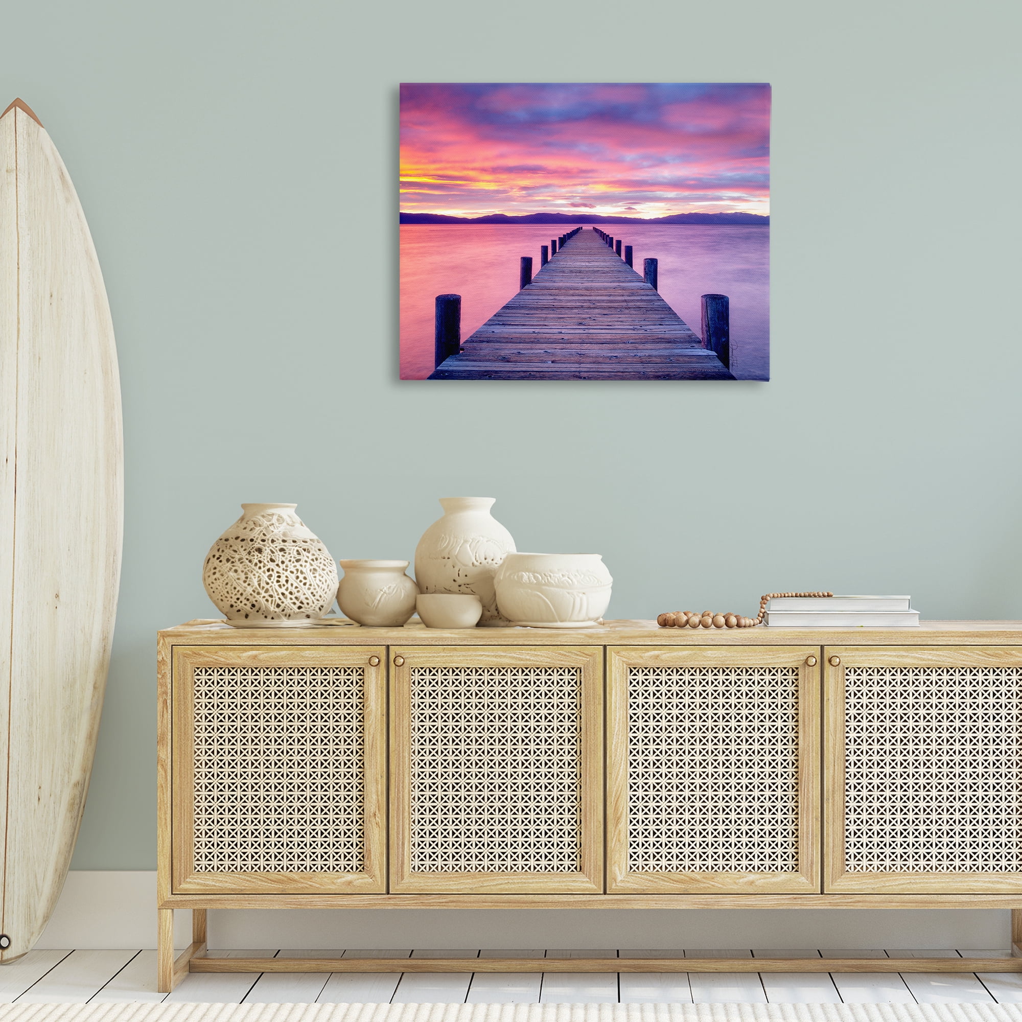 Stupell Industries Purple Sunset Dock Landscape Photography Gallery Wrapped Canvas Art Print Wall Art, 40 x 30