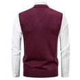 thumbnail image 5 of XUNKUSGA Sweater Vest Men Lightweight V Neck Sleeveless Sweaters for Men Casual Cable Knitted Men's Sweaters Pullover Slim Fit Mens Vest L-2XL Red, 5 of 5