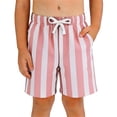 thumbnail image 2 of CAIVO Boys Shorts Striped Print Athletic Shorts Casual Sports Walking Lightweight Kids Summer Independence Day Fashionable Bottoms, 2 of 4