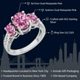 thumbnail image 2 of Gem Stone King 925 Sterling Silver Oval Pink Moissanite 3 Stone Ring for Women (2.92 Cttw, Available in Size 5, 6, 7, 8, 9), 2 of 6