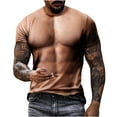 thumbnail image 2 of Awdenio Mens T-shirt Casual Muscle Print Outdoor Daily Vacation Short Sleeve Crew Neck Shirt Spring Summer Clothing Apparel Comfort for Summer Outdoor Adventures,Khaki,XL, 2 of 6