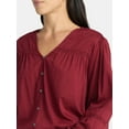 thumbnail image 4 of Time and Tru Women's Lace Inset Blouse with Long Sleeves, Sizes XS-XXXL, 4 of 5