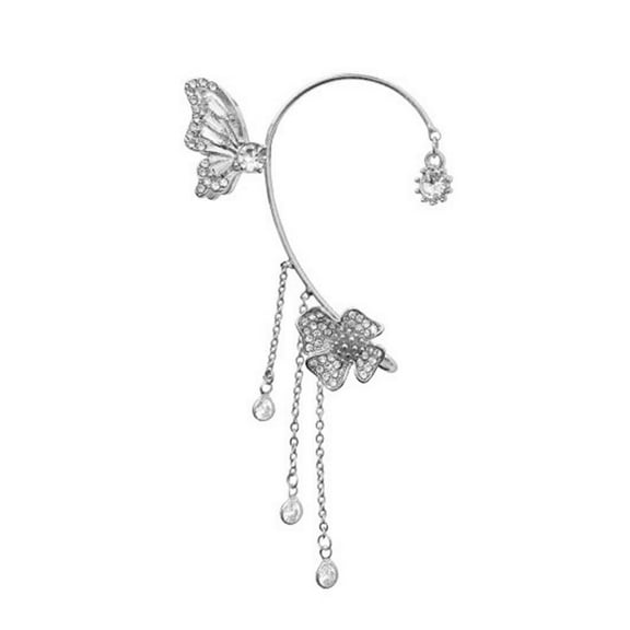 Full Crystal Butterfly Ear Cuffs Non Pierced Butterfly Flower Clip On Earrings Earrings G Cuff Ear Elf Fairy V2C2 For Women D2D1