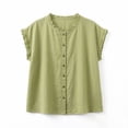 thumbnail image 5 of ClodeEU Women's V Neck Sleeveless Button Ruffle Trim Blouse,Casual Tank Top for Summer Green,Women's Plus XL, 5 of 5