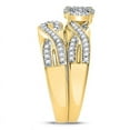 thumbnail image 4 of Solid 10K Yellow Gold His and Hers Trio Three Rings Set Real Natural Diamond Cluster Matching Rings Wedding Band Set 3/8 Carat ( .40 Cttw ) - (L = 6, M = 10.5), 4 of 6