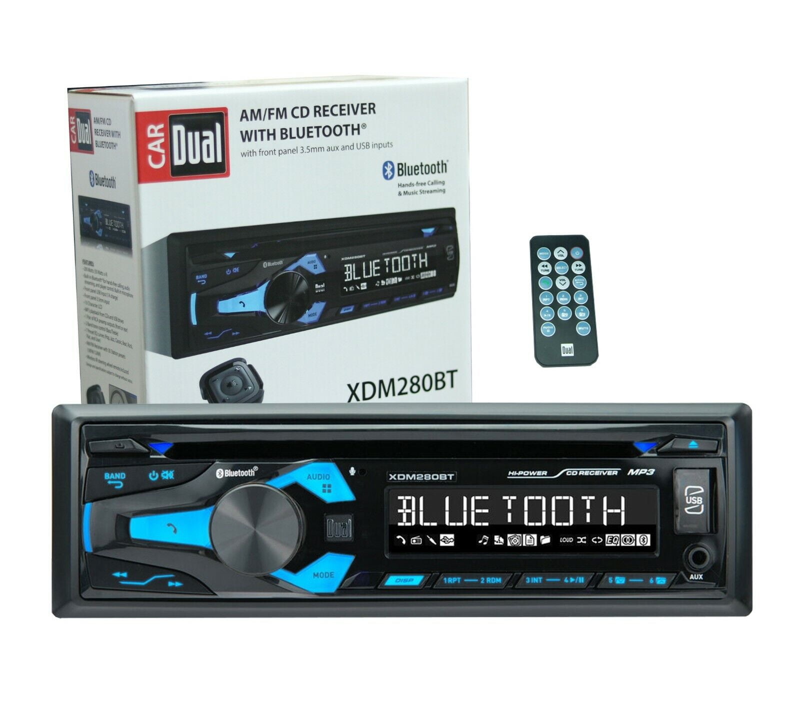 Dual XDM280BT SingleDin AM/FM/CD InDash Receiver with Builtin