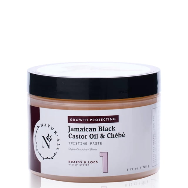 NaturAll Gel trenzado de aceite de ricino negro jamaicano y Chebe – Gel Loc sin sulfato para retorcer locomotoras y trenzas – El gel protector del crecimiento crea una alta sujeción y brillo sin desca