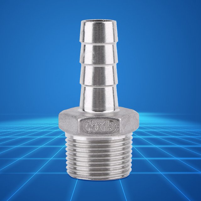 Ccdes Adaptateur de Queue de Tuyau Raccord de Tuyau de Filetage Mâle en Acier Inoxydable SS304 BSP 1/8 3/4, Raccord de Tuyau de Barbillon