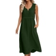 thumbnail image 3 of Horkkom Maxi Dresses for Women Summer V Neck Solid Color Sleeveless Dress Casual Long Vacation Beach Dresses L, 3 of 5