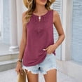 thumbnail image 7 of longantii Womens Sleeveless Tank Tops Summer V Neck Lace Front Tops Boho Vacation Beach Blouse Wine L, 7 of 7