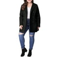 thumbnail image 3 of Women's Plus Size Notched Lapel Double Breasted Long Coat for Stylish Winter Wear 1X Black, 3 of 9