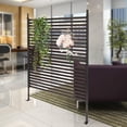 thumbnail image 5 of Outdoor Freestanding Privacy Screen, 43" W x 59" H Metal Slatted Decorative Panel With Stand, Brown Backyard Screen for Garden Patio, 5 of 16