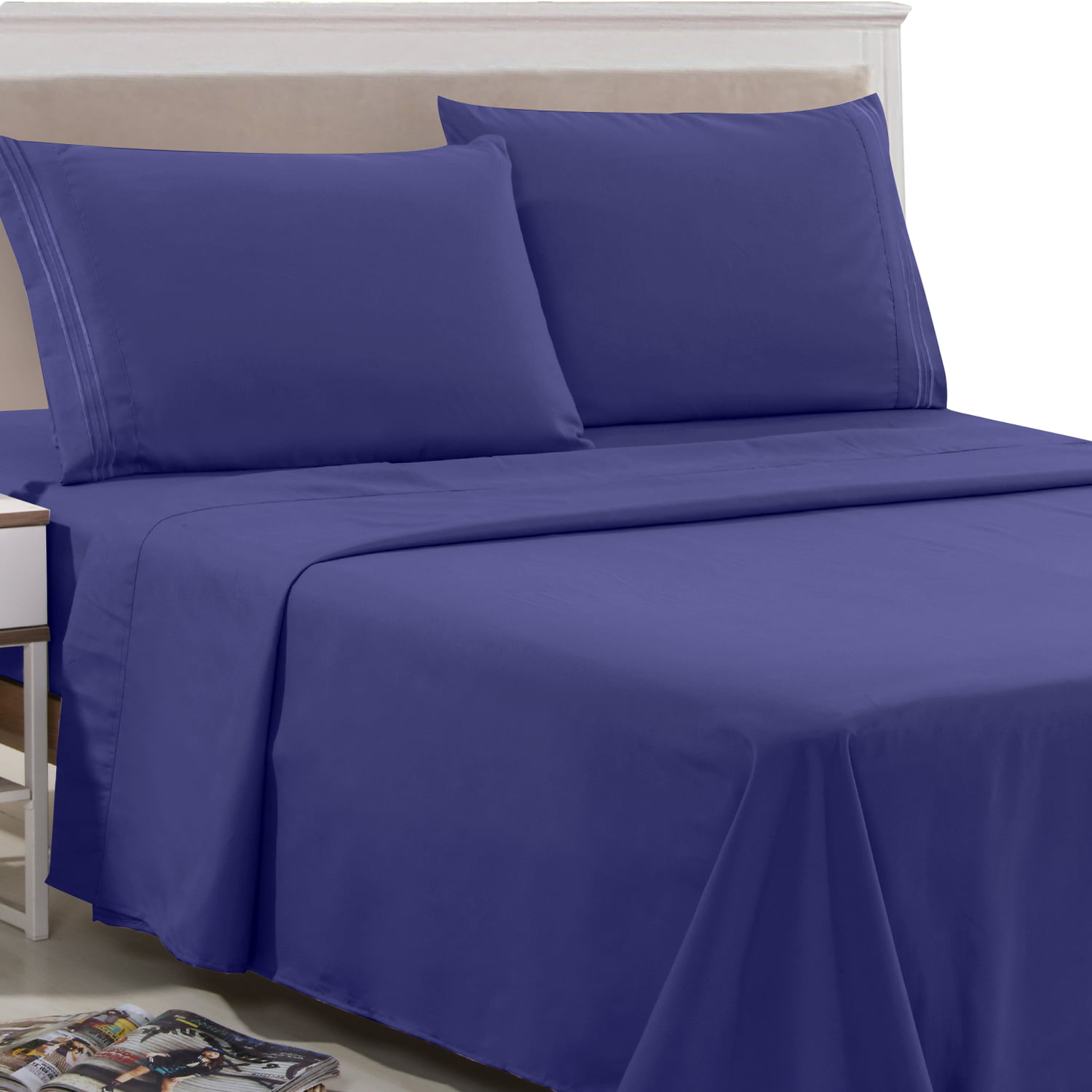 Details about   Cozy Bedding Flat Sheet+2 Pillow Case 1200TC UK Emperor Size Striped Colors 
