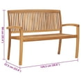 thumbnail image 4 of vidaXL Outdoor Patio Bench Stacking Patio Bench with Cushion Solid Wood Teak, 4 of 8