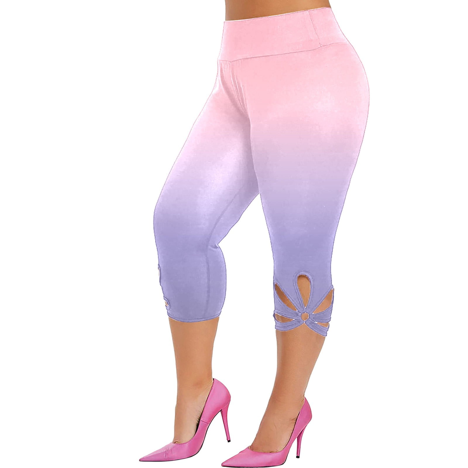 Womens Pants Lavender Leggings Leggings for Women Plus Size Lace Trim Leggings Jeggings High Waist Stretchy Jeans Skinny Adult Female Clothes Pink