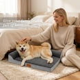 thumbnail image 4 of Exclusivo Mezcla Orthopedic Dog Bed with Washable Cover 36"x24", Jacquard Fluff Pet Sofa Bed with 2-Sided Bolsters for Medium Dogs, Grey, 4 of 9