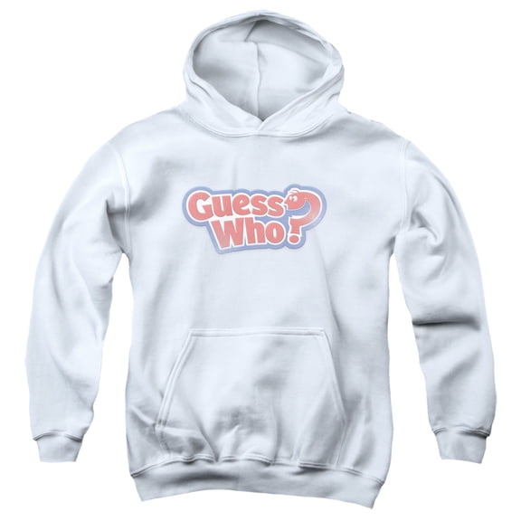 Guess Who Guess Who Distressed Logo Youth Pullover Hoodie Sweatshirt White