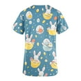 thumbnail image 3 of Puntoco Liquidación de blusas cortas para mujer Blusas estampadas para mujer Blusa de trabajo con cuello en V y manga corta con doble bolsillo, 3 of 4