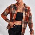 thumbnail image 2 of Jinhomg Women's Flannel Plaid Jacket Fall Winter Casual Long Sleeve Button Down Shacket Warm Cozy Lapel Collared Fuzzy Shirt Jackets 90 off Clearance Sale Wine XL, 2 of 8