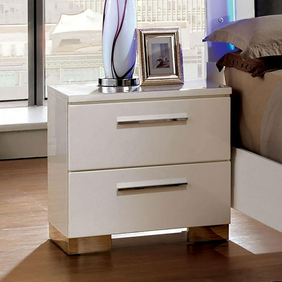 Simple Relax 2 Drawers Wooden Nightstand, Glossy White