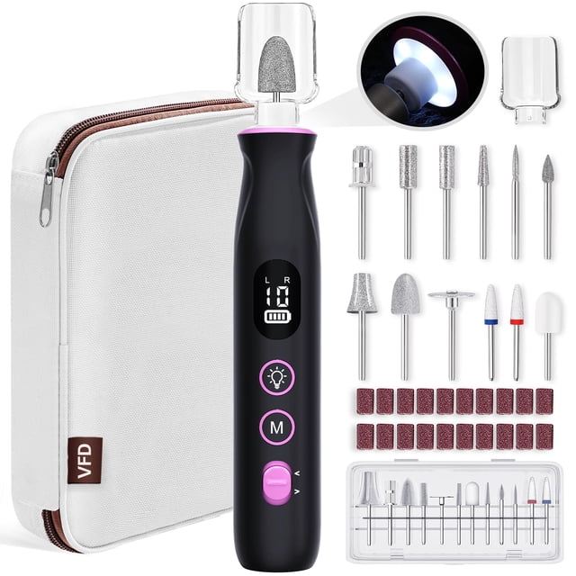 Kit 12 en 1 de taladro eléctrico para uñas VFD, 2000 mAh, recargable