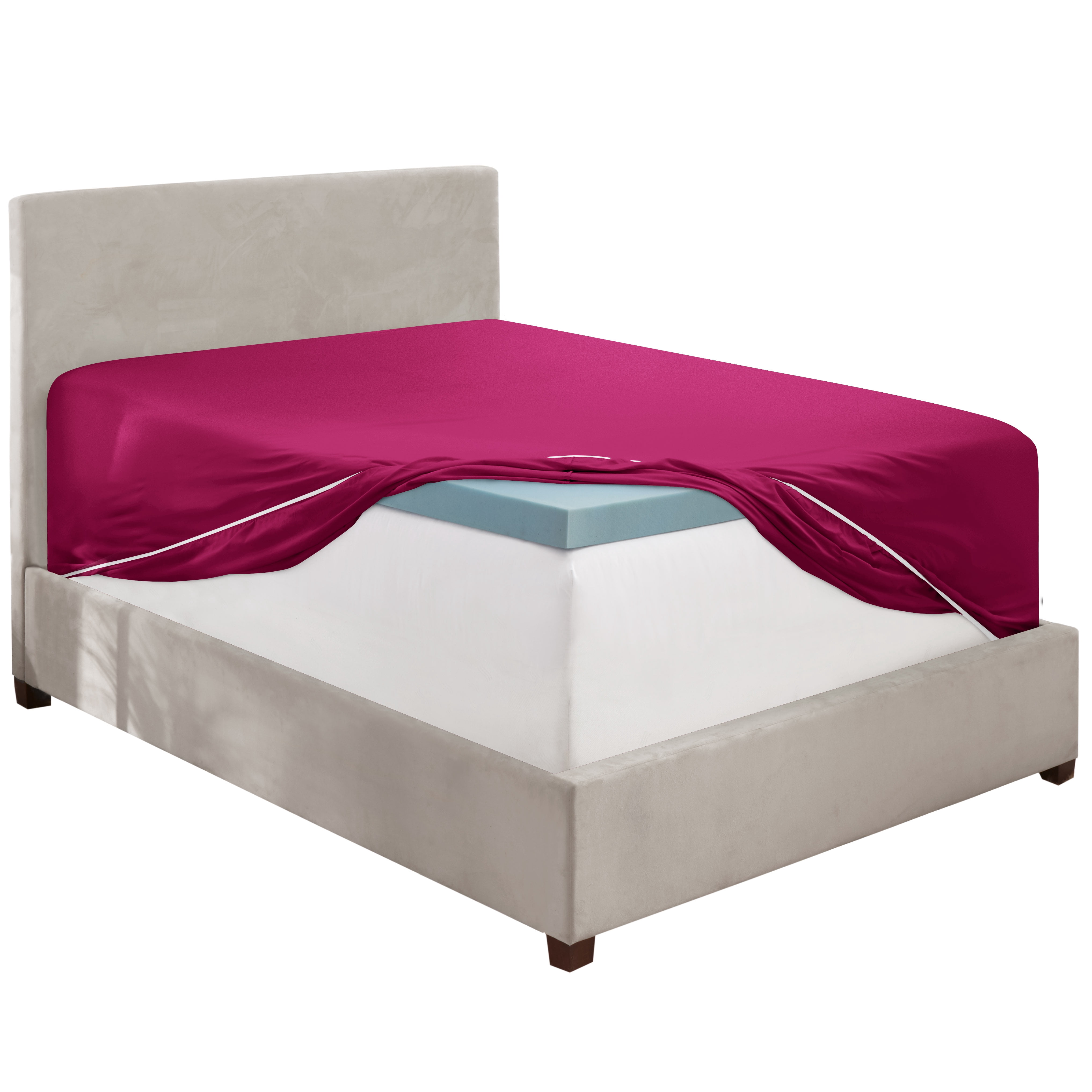 Clara Clark 18" - 21" Extra Deep Pocket Fitted Sheet, Fits High Profile Mattresses with Toppers, Premium 1800 Collection Double Brushed Soft Microfiber, Full Size, Magenta