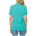 thumbnail image 5 of Basico Turquoise Polo Collared Shirts For Women 100% Cotton Short Sleeve Golf Polo Shirts For Women and Juniors, 5 of 6