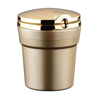 Car Ashtray With Lid & LED Light - Smokeless Portable Ash Tray, Mini Trash Can For Car Cup Holder
