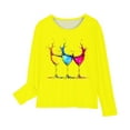 thumbnail image 4 of Huvoen Long Sleeve Striped Basic Layering Tee Long Sleeve Round-Neck Blouses & Shirts Girls Long Sleeve Prints Shirts Cute Crewnecks Tops Dressy Casual Blouses Clothes Yellow 3 Years, 4 of 5