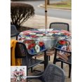 thumbnail image 5 of Outdoor Tablecloth with Umbrella Hole for Patio/Picnic/Party/Camping, USA 4th of July Waterproof Table Cloth Square Cover Washable, Floral Patriotic Grey Wooden (54"x 54"), 5 of 8