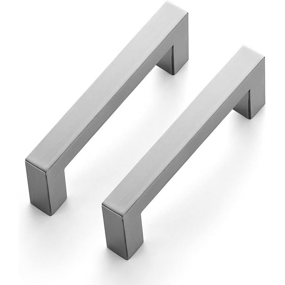 Zoizocp 3 Pack 3-1/2 Inch Kitchen Square Cabinet Handles Satin Nickel Cabinet Pulls Brushed Nickel Drawer Pulls Kitchen Cabinet Hardware Kitchen Handles
