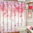 thumbnail image 3 of Valentines Shower Curtain, Sweet Pink Heart Shower Curtain Set with Hooks Waterproof Pink and White Bathroom Decor, 72x72 Inch, 3 of 6