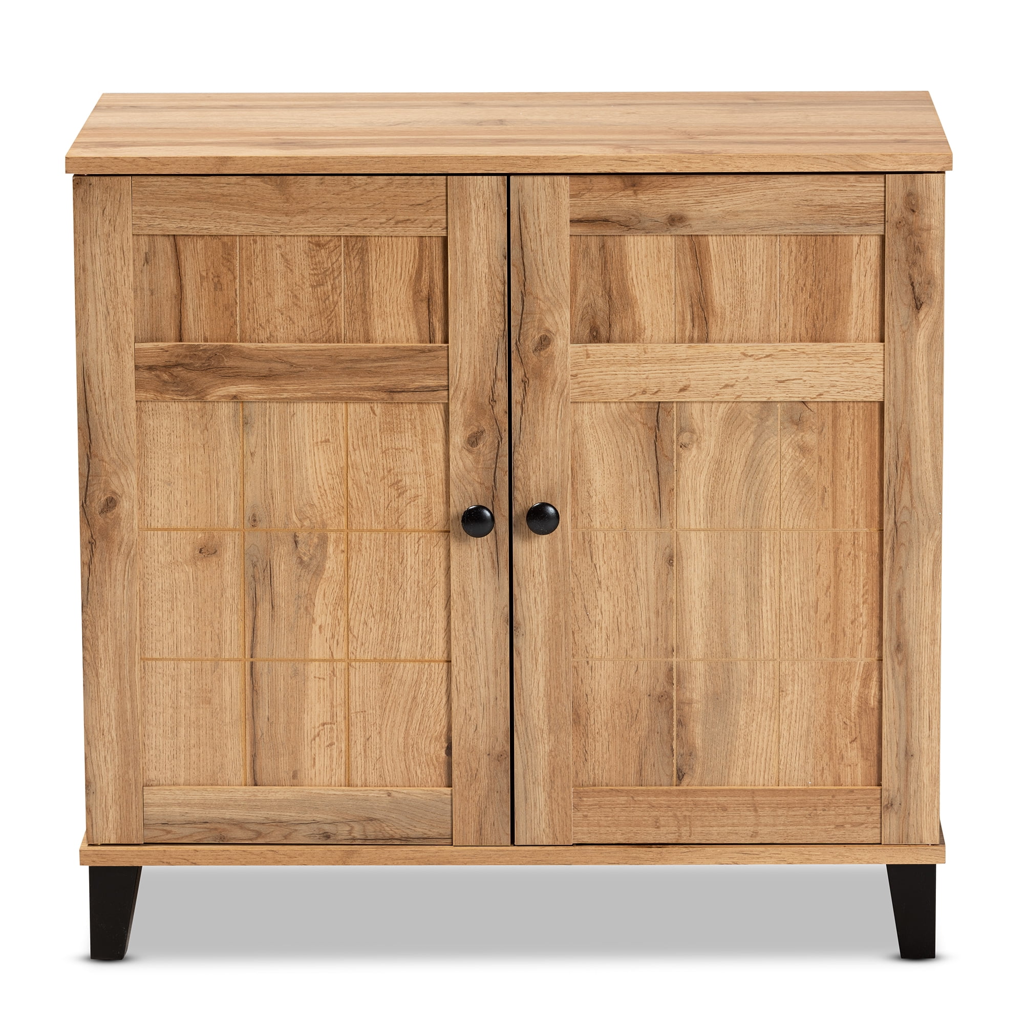 Baxton Studio Glidden Modern and Contemporary Oak Brown Finished Wood 2-Door Shoe Storage Cabinet