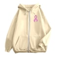 thumbnail image 6 of Breast Cancer Awareness Hoodies for Women Long Sleeve Loose Casual Zip Up Jacket Hooded Sweatshirt with Pockets, 6 of 8