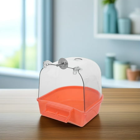 WEUVEB Multi-Functional Orange Bird Bath Box for Cage Easy Installation Plastic Material