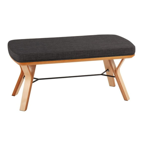 LumiSource Natural Wood, Charcoal Fabric Folia Bench