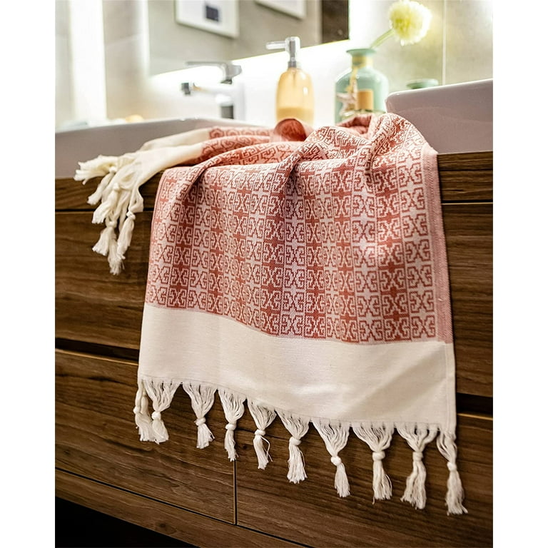 Turkish Hand Towels for Bathroom and Kitchen, Decorative Set of 2