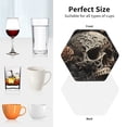 thumbnail image 6 of Rateoe Vintage Pattern Flower Skull Drawing Drink Coasters Set of 4 Leather Coasters Spill Protection for Table Desk,Durable and Non Slip Leather Coaster ,4 Inches Drink Mats-Hexagon, 6 of 6