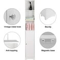 thumbnail image 3 of LINJH Narrow Cabinet, 67" Tall Slim Bathroom Storage Cabinet 12" Wide White Skinny Linen Cabinet with 3 Open Shelves Single Door Adjustable Shelf Space Saving Corner Pantry, 3 of 6