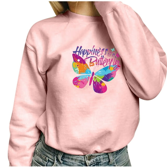 CEHVOM Femmes Occasionnels Impression en Vrac Manches Longues Sweat-Shirts Tops
